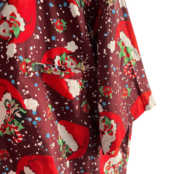 VHO  Christmas Hawaiian Shirt Red White Size XXL Santa Reindeer Snowman - Picture 3 of 9
